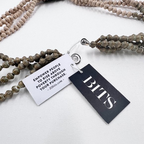 NWT - Thirty One Bits - 4 Strand Urban Knot Green & Cream Beaded 20” Necklace - Picture 5 of 8